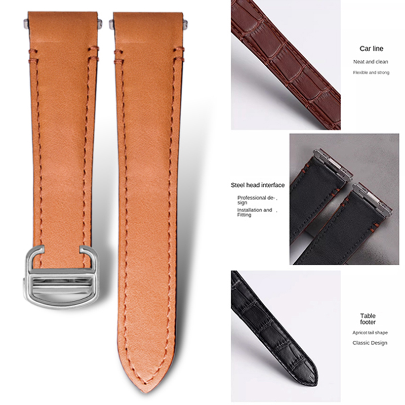 Cartier Watch Tank - 21mm 19mm Cow leather Watch Strap